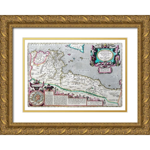 Ancient Africa - Ortelius 1570 Gold Ornate Wood Framed Art Print with Double Matting by Ortelius