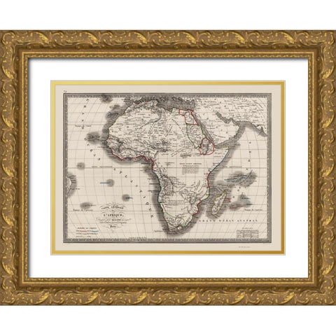 Africa - Monin 1839 Gold Ornate Wood Framed Art Print with Double Matting by Monin