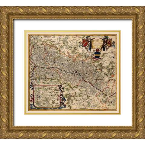 Alsace Region France - De Wit 1688 Gold Ornate Wood Framed Art Print with Double Matting by De Wit