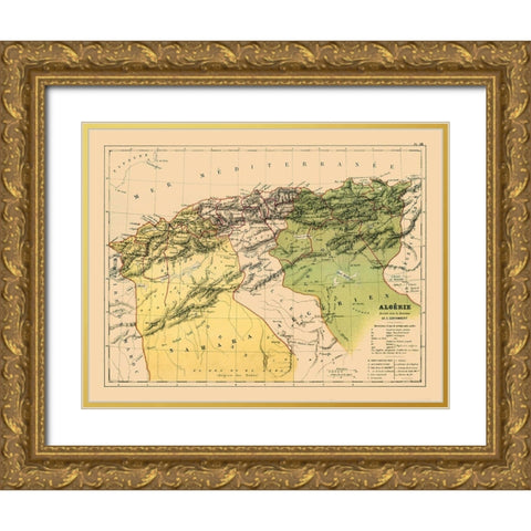Algeria Africa - Cortambert 1880 Gold Ornate Wood Framed Art Print with Double Matting by Cortambert