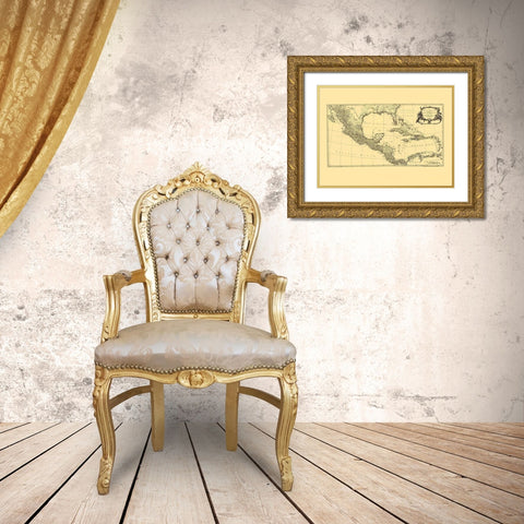Americas Caribbean Gulf of Mexico - Jefferys 1760 Gold Ornate Wood Framed Art Print with Double Matting by Jefferys