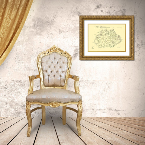 Antigua - Jefferys 1775 Gold Ornate Wood Framed Art Print with Double Matting by Jefferys