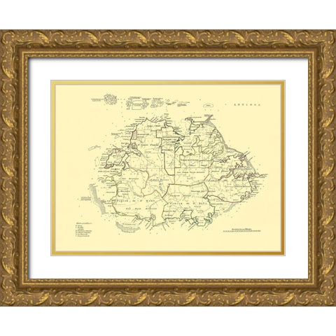 Antigua - Jefferys 1775 Gold Ornate Wood Framed Art Print with Double Matting by Jefferys