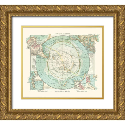 Antarctic Ocean - Perthes 1914 Gold Ornate Wood Framed Art Print with Double Matting by Perthes