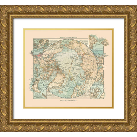 Arctic Ocean - Perthes 1914 Gold Ornate Wood Framed Art Print with Double Matting by Perthes