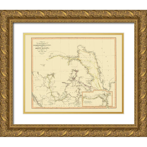 Arctic Region Discoveries Canada - Thomson 1822 Gold Ornate Wood Framed Art Print with Double Matting by Thomson