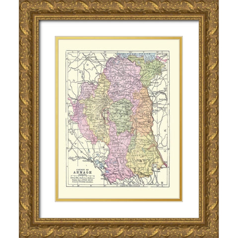 Argentina Chile - Stieler  1885 Gold Ornate Wood Framed Art Print with Double Matting by Stieler