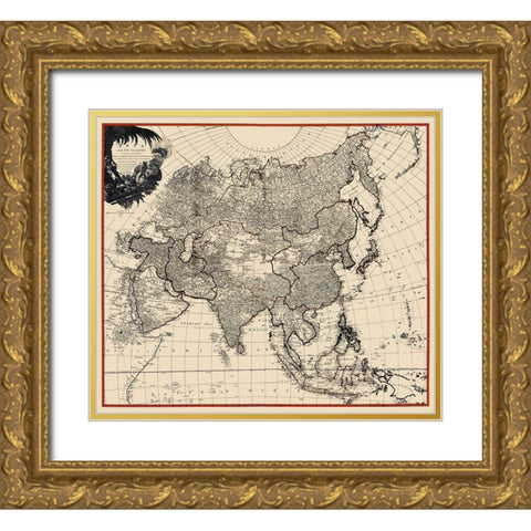 Asia with Islands - Laurie 1799 Gold Ornate Wood Framed Art Print with Double Matting by Laurie