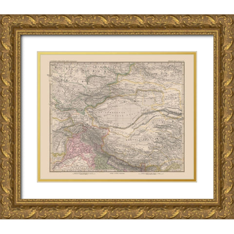 Central Asia - Stieler  1885 Gold Ornate Wood Framed Art Print with Double Matting by Stieler