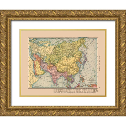 Asia - Hammond 1910 Gold Ornate Wood Framed Art Print with Double Matting by Hammond
