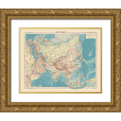 Physical of Asia - Schrader 1908 Gold Ornate Wood Framed Art Print with Double Matting by Schrader