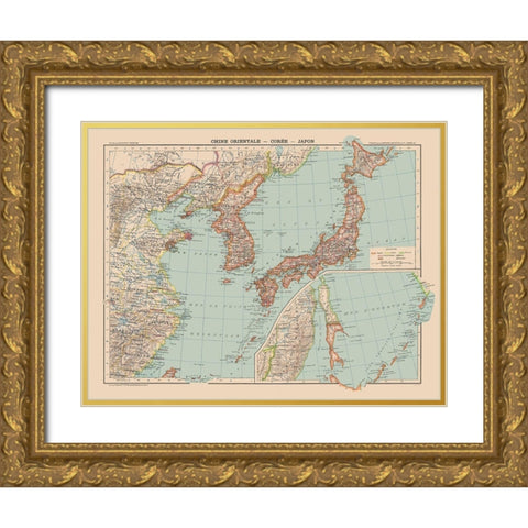 Asia China Korea Japan - Schrader 1908 Gold Ornate Wood Framed Art Print with Double Matting by Schrader