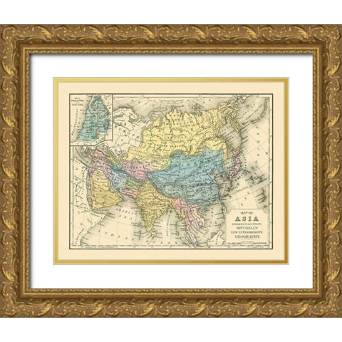 Asia - Mitchell 1869 Gold Ornate Wood Framed Art Print with Double Matting by Mitchell