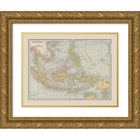 Asia East Indies - Cram 1892 Gold Ornate Wood Framed Art Print with Double Matting by Cram