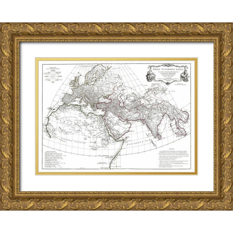 Europe Asia - DAnville 1799 Gold Ornate Wood Framed Art Print with Double Matting by D'' Anville