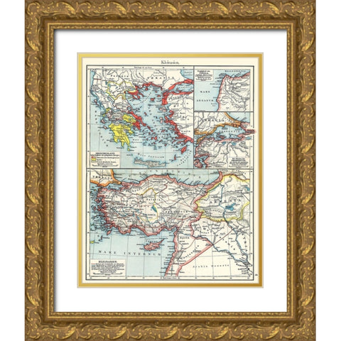 Asia Minor Greece - Putzgers 1897 Gold Ornate Wood Framed Art Print with Double Matting by Putzgers