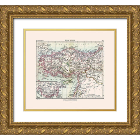 Asia Minor Middle East - Perthes 1896 Gold Ornate Wood Framed Art Print with Double Matting by Perthes