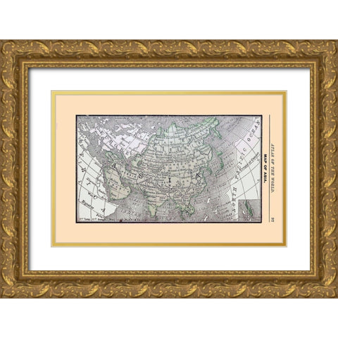 Asia - Alden 1886 Gold Ornate Wood Framed Art Print with Double Matting by Alden