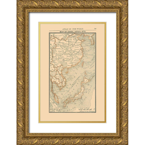 Asia China Japan Korea - Alden 1886 Gold Ornate Wood Framed Art Print with Double Matting by Alden