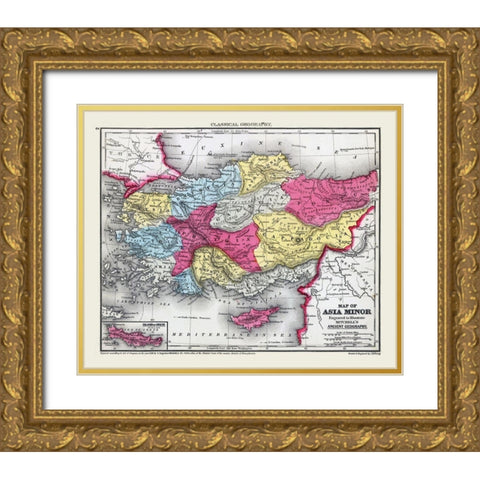 Asia Minor - Mitchell 1844 Gold Ornate Wood Framed Art Print with Double Matting by Mitchell