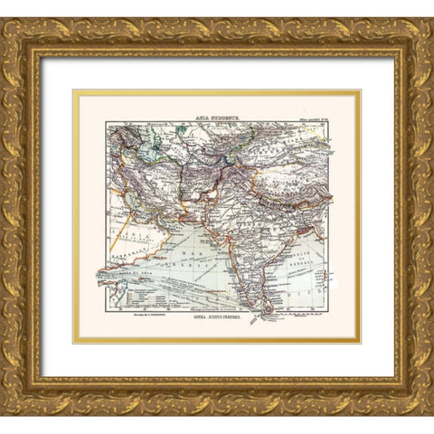 Southwest Asia - Perthes 1921 Gold Ornate Wood Framed Art Print with Double Matting by Perthes