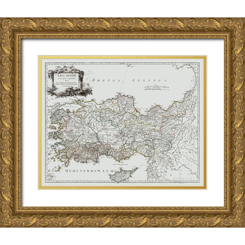 Asia Minor - Vaugondy 1757 Gold Ornate Wood Framed Art Print with Double Matting by Vaugondy