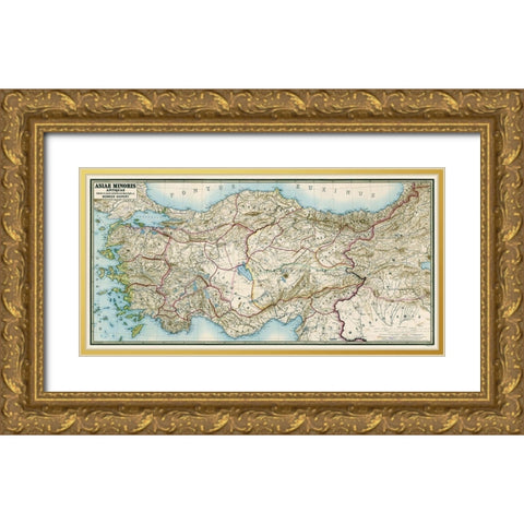 Ancient Asia Minor - Kiepert 1888 Gold Ornate Wood Framed Art Print with Double Matting by Kiepert