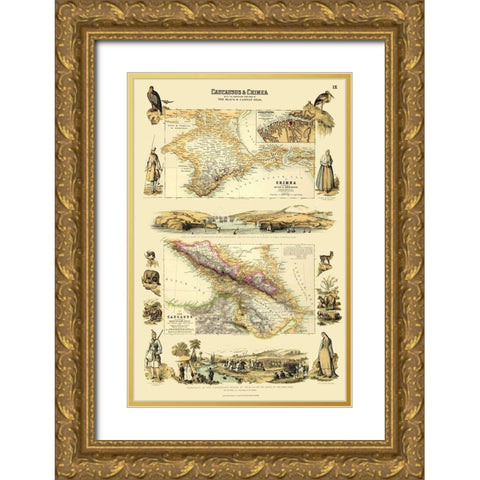 Asia Caucasus Crimea Black Caspian Seas Gold Ornate Wood Framed Art Print with Double Matting by Edinburgh