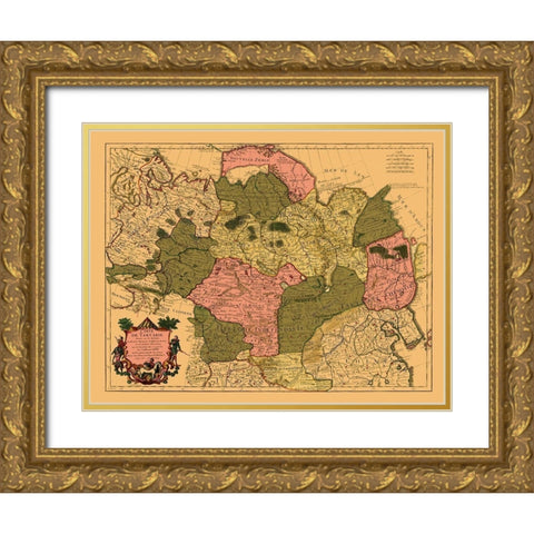 Asia Tartary Siberia - De Lisle 1706 Gold Ornate Wood Framed Art Print with Double Matting by De L''isle