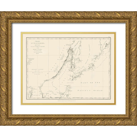 Asia China Tartary Seas Discoveries - Robinson Gold Ornate Wood Framed Art Print with Double Matting by Robinson