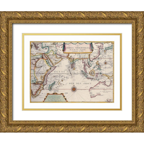Asia - Val 1677 Gold Ornate Wood Framed Art Print with Double Matting by Val