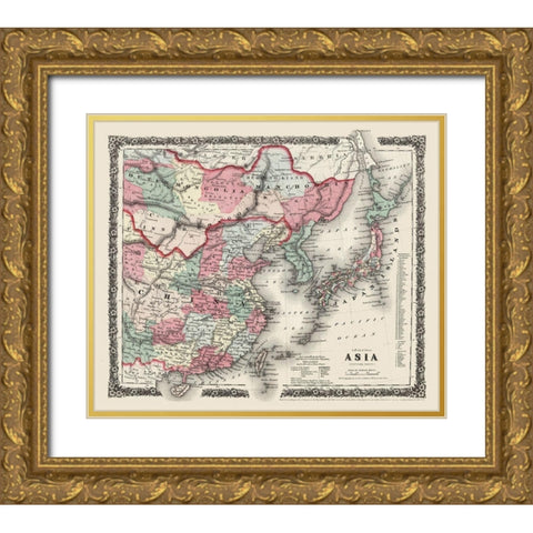 Asia - Colton 1858 Gold Ornate Wood Framed Art Print with Double Matting by Colton