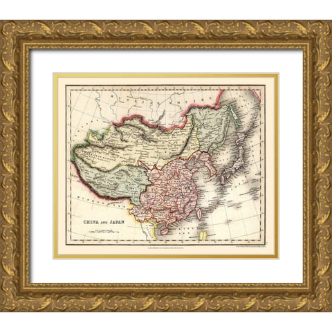 China Japan - Higgins 1832 Gold Ornate Wood Framed Art Print with Double Matting by Higgins