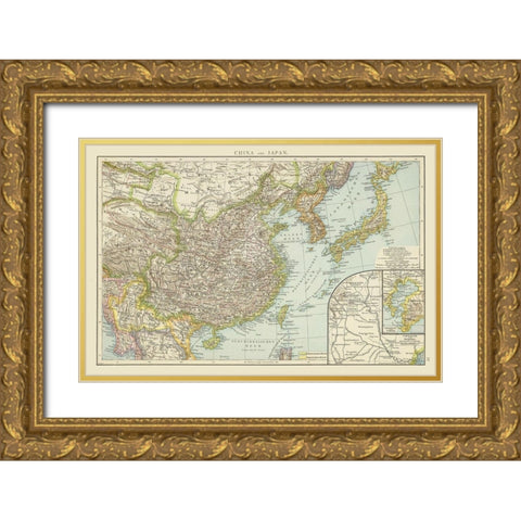 China Japan - Andree 1881 Gold Ornate Wood Framed Art Print with Double Matting by Andree