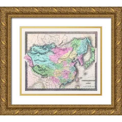 Asia Chinese Empire Japan - Greenleaf 1848 Gold Ornate Wood Framed Art Print with Double Matting by Greenleaf