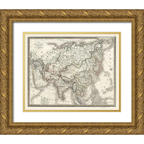 Asia - Monin 1839 Gold Ornate Wood Framed Art Print with Double Matting by Monin