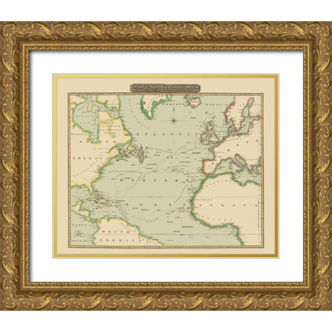 North Atlantic Ocean - Thomson 1817 Gold Ornate Wood Framed Art Print with Double Matting by Thomson