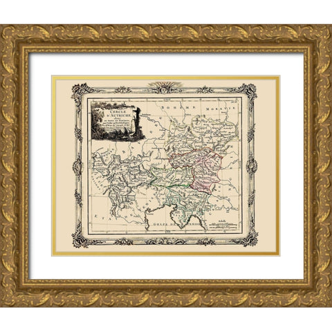 Austria with Provinces - Tour 1786 Gold Ornate Wood Framed Art Print with Double Matting by Tour