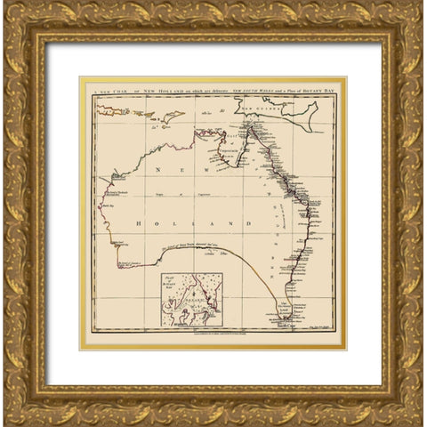Australia New Holland - Stockdale 1767 Gold Ornate Wood Framed Art Print with Double Matting by Stockdale