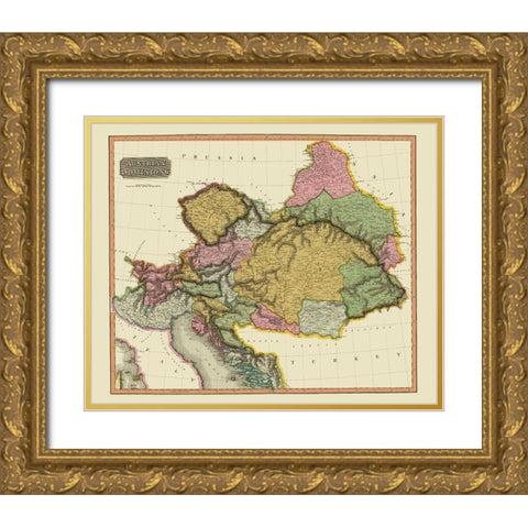 Austria - Thomson 1816 Gold Ornate Wood Framed Art Print with Double Matting by Thomson