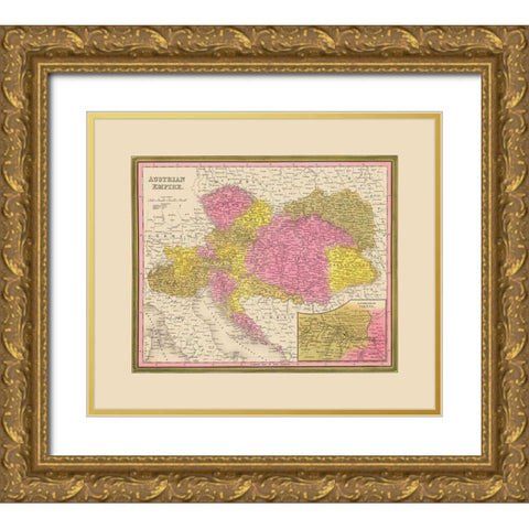 Austrian Empire - Mitchell 1846 Gold Ornate Wood Framed Art Print with Double Matting by Mitchell