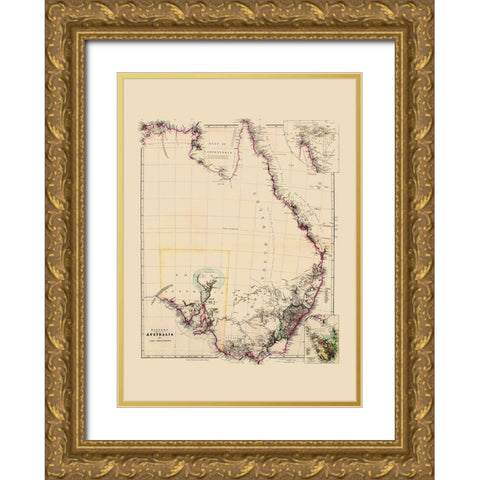 Eastern Australia - Arrowsmith 1844 Gold Ornate Wood Framed Art Print with Double Matting by Arrowsmith