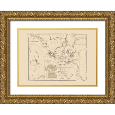 Australia Southern Maritime - Arrowsmith 1844 Gold Ornate Wood Framed Art Print with Double Matting by Arrowsmith