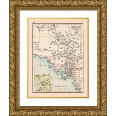 South Australia - Bartholomew 1892 Gold Ornate Wood Framed Art Print with Double Matting by Bartholomew