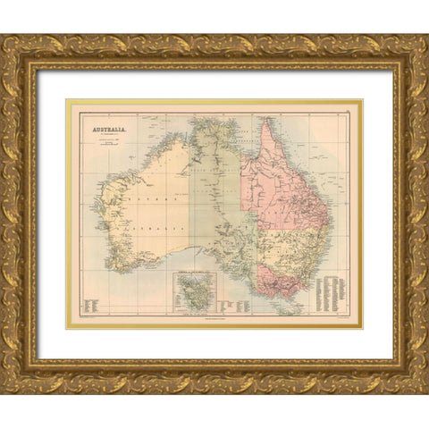 Australia - Bartholomew 1867 Gold Ornate Wood Framed Art Print with Double Matting by Bartholomew