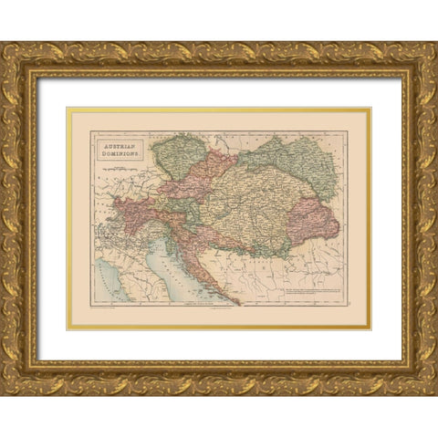 Austrian Dominions - Black 1867 Gold Ornate Wood Framed Art Print with Double Matting by Black