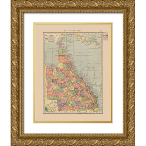 Queensland Australia - Hammond 1910 Gold Ornate Wood Framed Art Print with Double Matting by Hammond