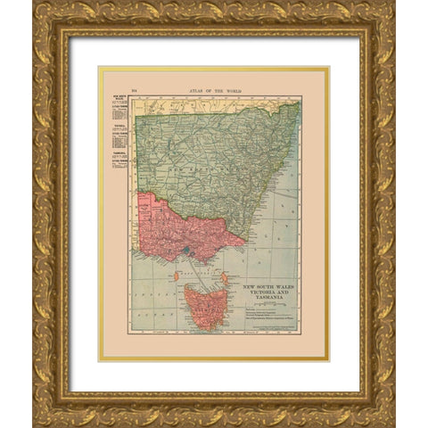 Australia New South Wales Victoria Tasmania Gold Ornate Wood Framed Art Print with Double Matting by Hammond