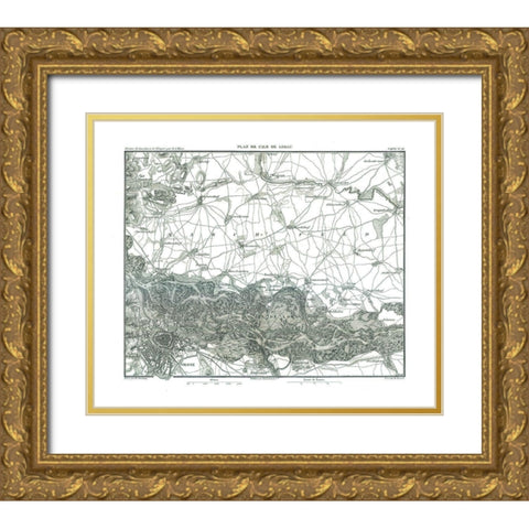 Lobau Austria - Thiers 1866 Gold Ornate Wood Framed Art Print with Double Matting by Thiers