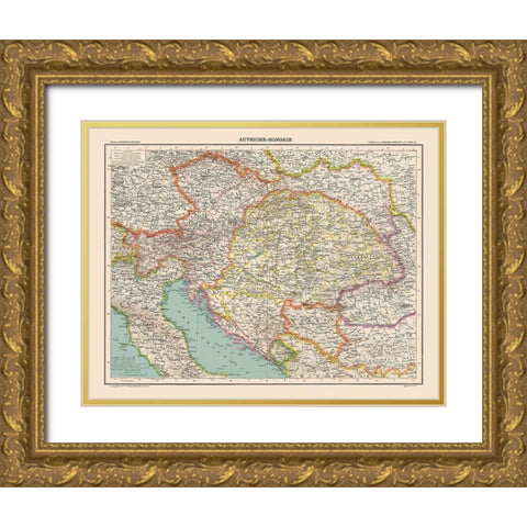 Austro Hungarian Empire - Schrader 1908 Gold Ornate Wood Framed Art Print with Double Matting by Schrader
